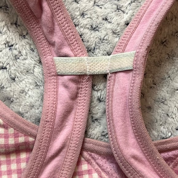 Champion Intimates Womens Active Sports Bra Medium Pink Gingham Logo Racer Back - Picture 8 of 8